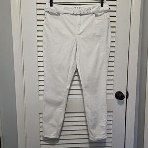 ELLE Women's High-Rise Skinny Jeans 16 White Stretch Belted EUC